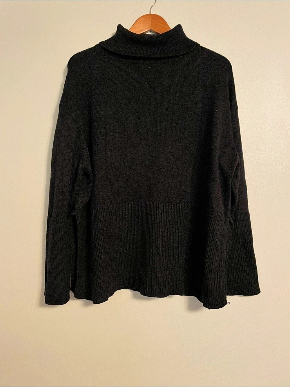 ANRABESS Women's Turtleneck Oversized Batwing Sleeve Side Slit Pullover Sweater